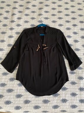 Bebe Black Chiffon Blouse 3/4 Sleeves